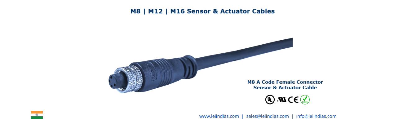 M8 A Code Female Connector Sensor Actuator Cable